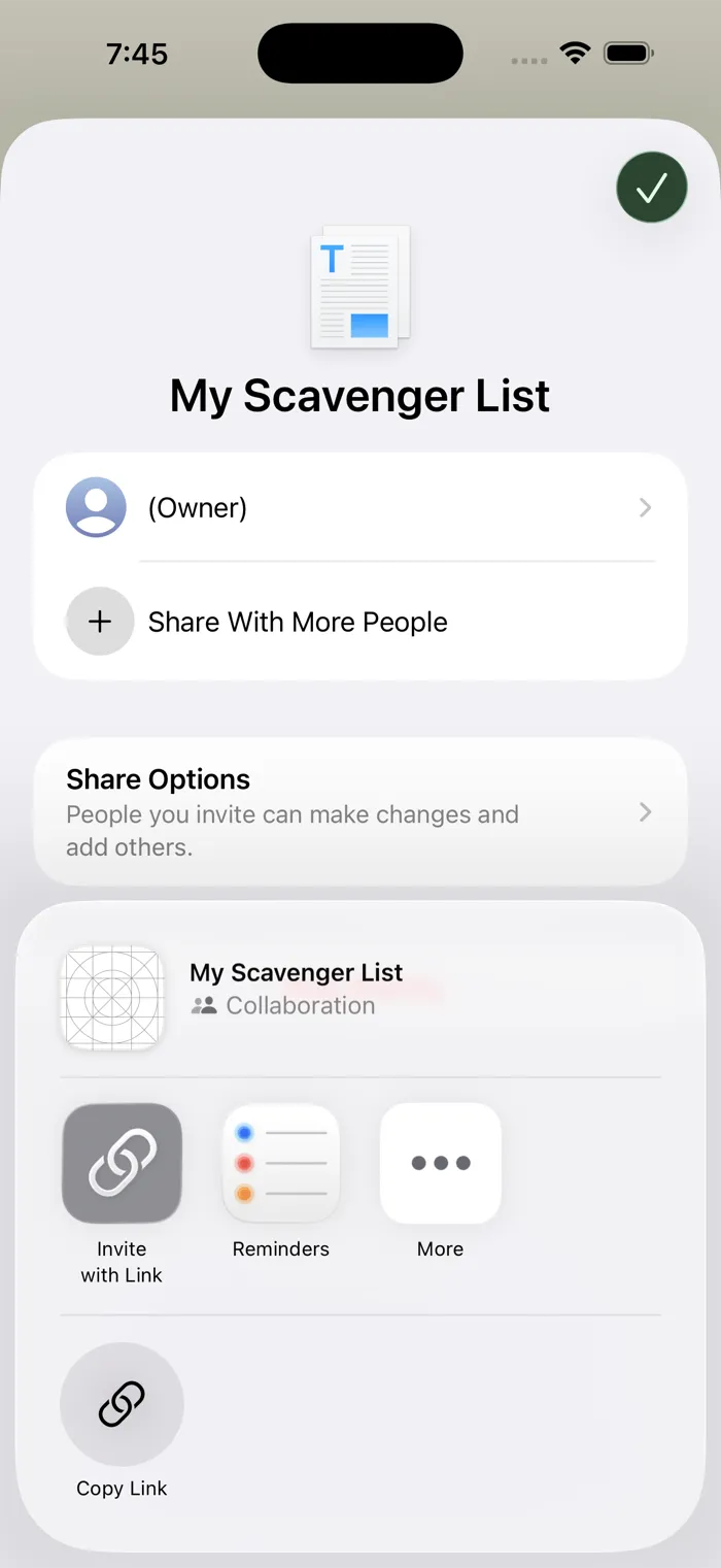 Inviting a partner to your Party via the native share sheet